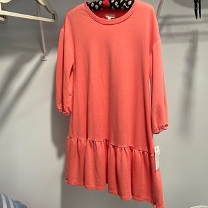 Jersey knit mini dress with 3/4  gathered sleeves NWT